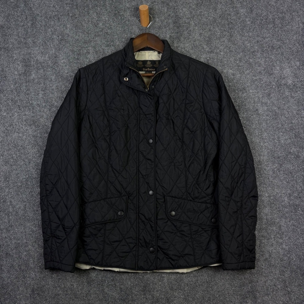 Barbour Flyweight Cavalry Jacket Womens 12 Black Quilted LQU0228BK91 Coat - Picture 2 of 9